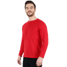 Load image into Gallery viewer, Solid Red Henley T-shirt