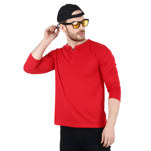 Solid Red Henley T-shirt