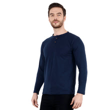 Load image into Gallery viewer, Solid Blue Henley T-shirt