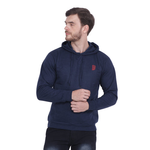 Navy Blue Solid Hooded Sweatshirt