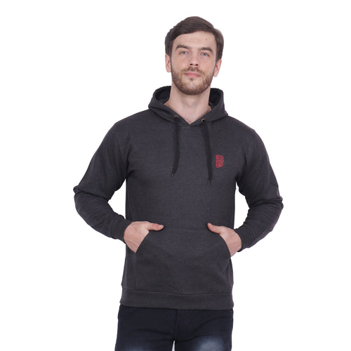 Charcoal Solid Hooded Sweatshirt