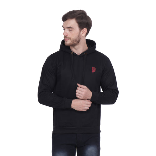 Black Solid Hooded Sweatshirt