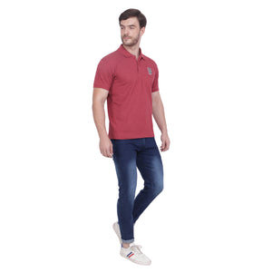 Red Solid Polo Collar T-shirt