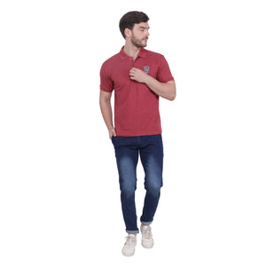 Red Solid Polo Collar T-shirt