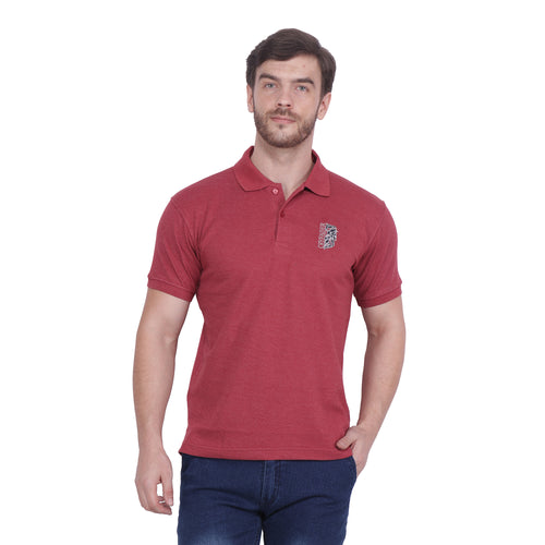 Red Solid Polo Collar T-shirt