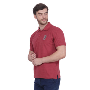 Red Solid Polo Collar T-shirt