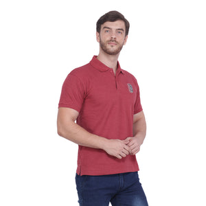 Red Solid Polo Collar T-shirt