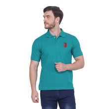 Load image into Gallery viewer, Ocean Blue Solid Polo Collar T-shirt